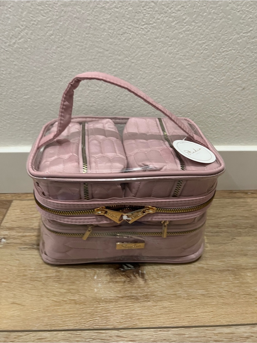 Studio NYC 4-in-1 Quilted Mauve Pink Train Case & Makeup Organizer Set (NWT)